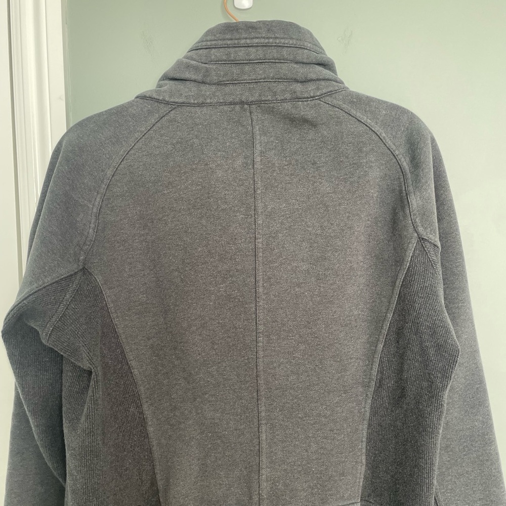 Lululemon "Radiant" Heathered Black Gold Accents Thick Funnel Neck Zip-Up Jacket - Picture 10 of 17